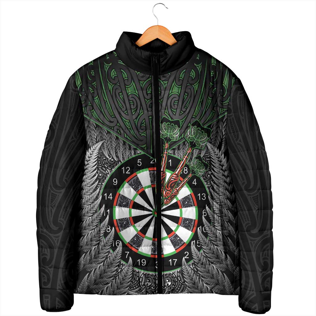 Personalised New Zealand Darts Padded Jacket Dartboard Maori Fern Puhoro Art - Polynesian Pride