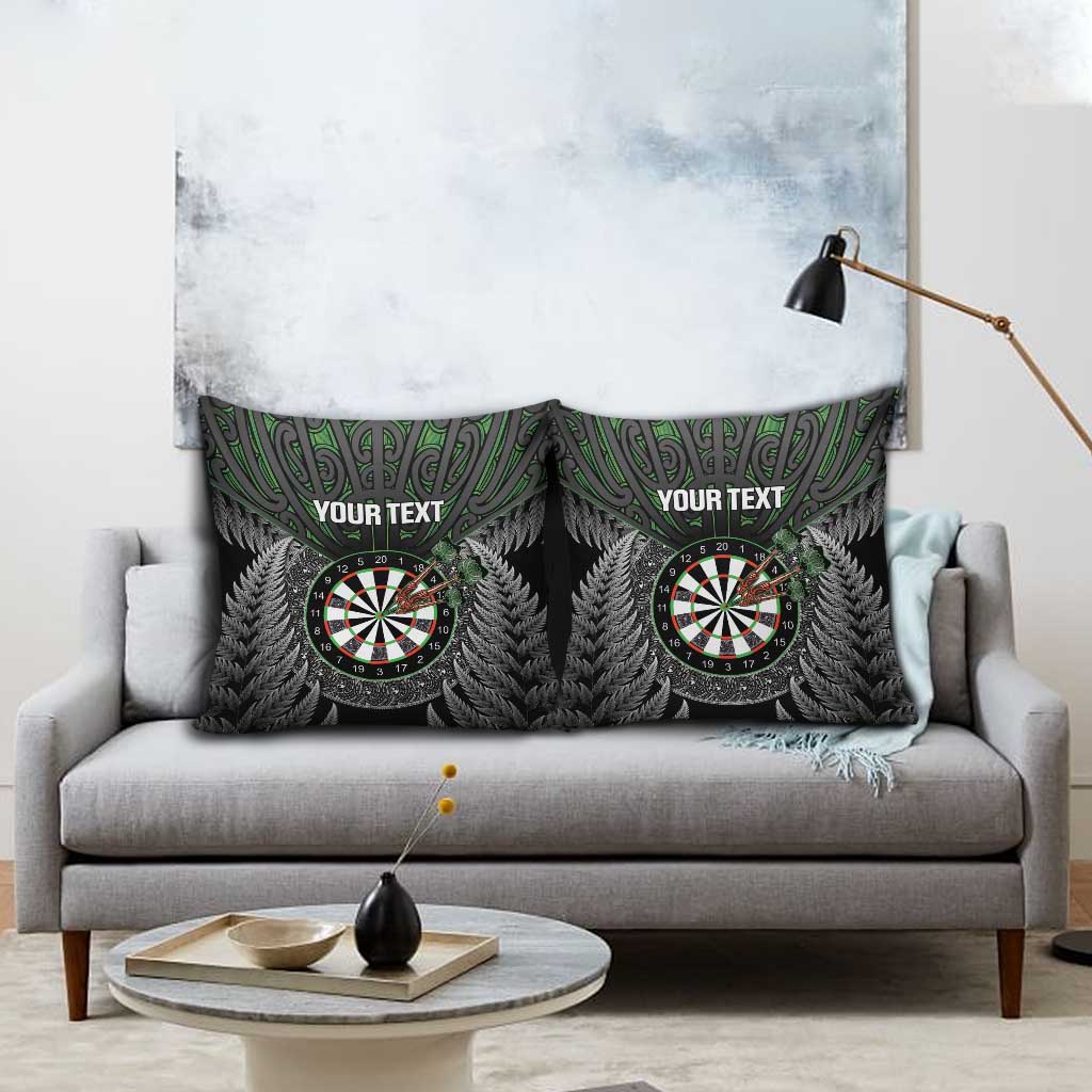 Personalised New Zealand Darts Pillow Cover Dartboard Maori Fern Puhoro Art - Polynesian Pride