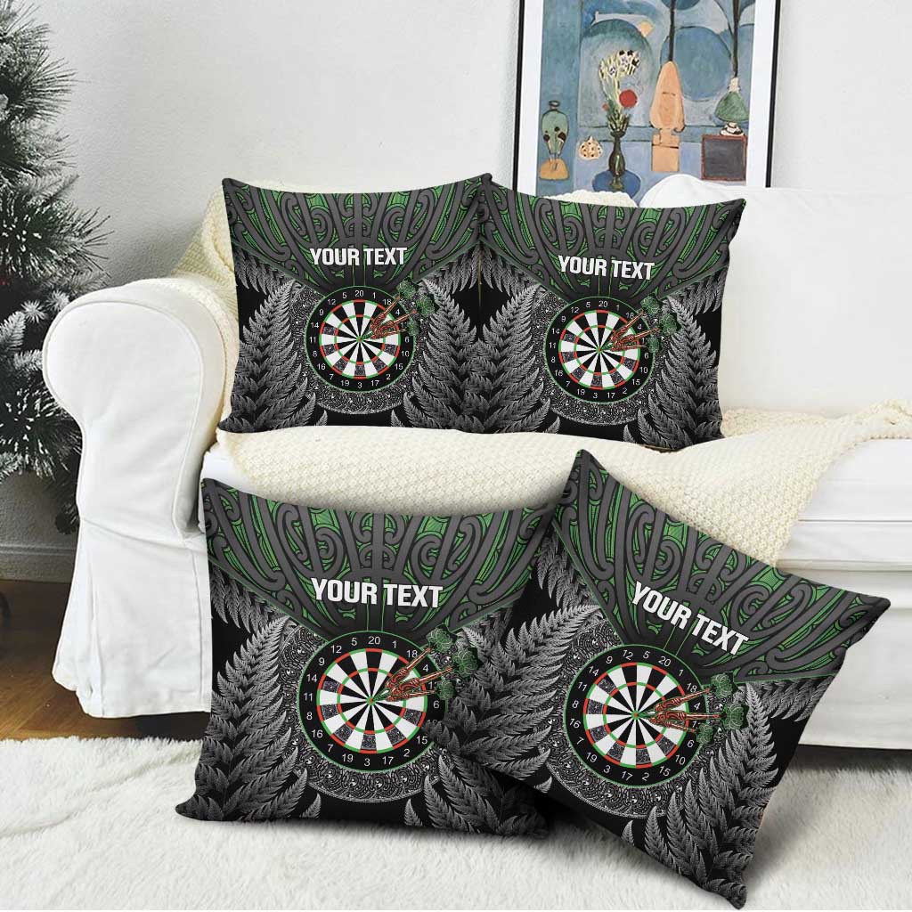 Personalised New Zealand Darts Pillow Cover Dartboard Maori Fern Puhoro Art - Polynesian Pride