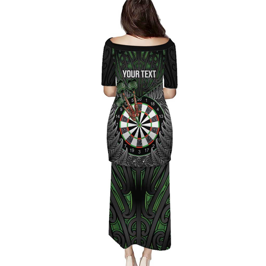 Personalised New Zealand Darts Puletasi Dartboard Maori Fern Puhoro Art
