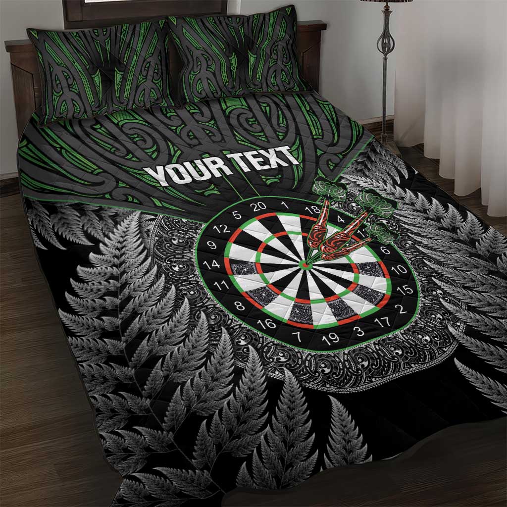 Personalised New Zealand Darts Quilt Bed Set Dartboard Maori Fern Puhoro Art