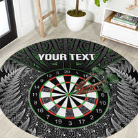 Personalised New Zealand Darts Round Carpet Dartboard Maori Fern Puhoro Art