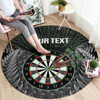 Personalised New Zealand Darts Round Carpet Dartboard Maori Fern Puhoro Art