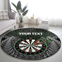 Personalised New Zealand Darts Round Carpet Dartboard Maori Fern Puhoro Art