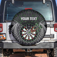Personalised New Zealand Darts Spare Tire Cover Dartboard Maori Fern Puhoro Art