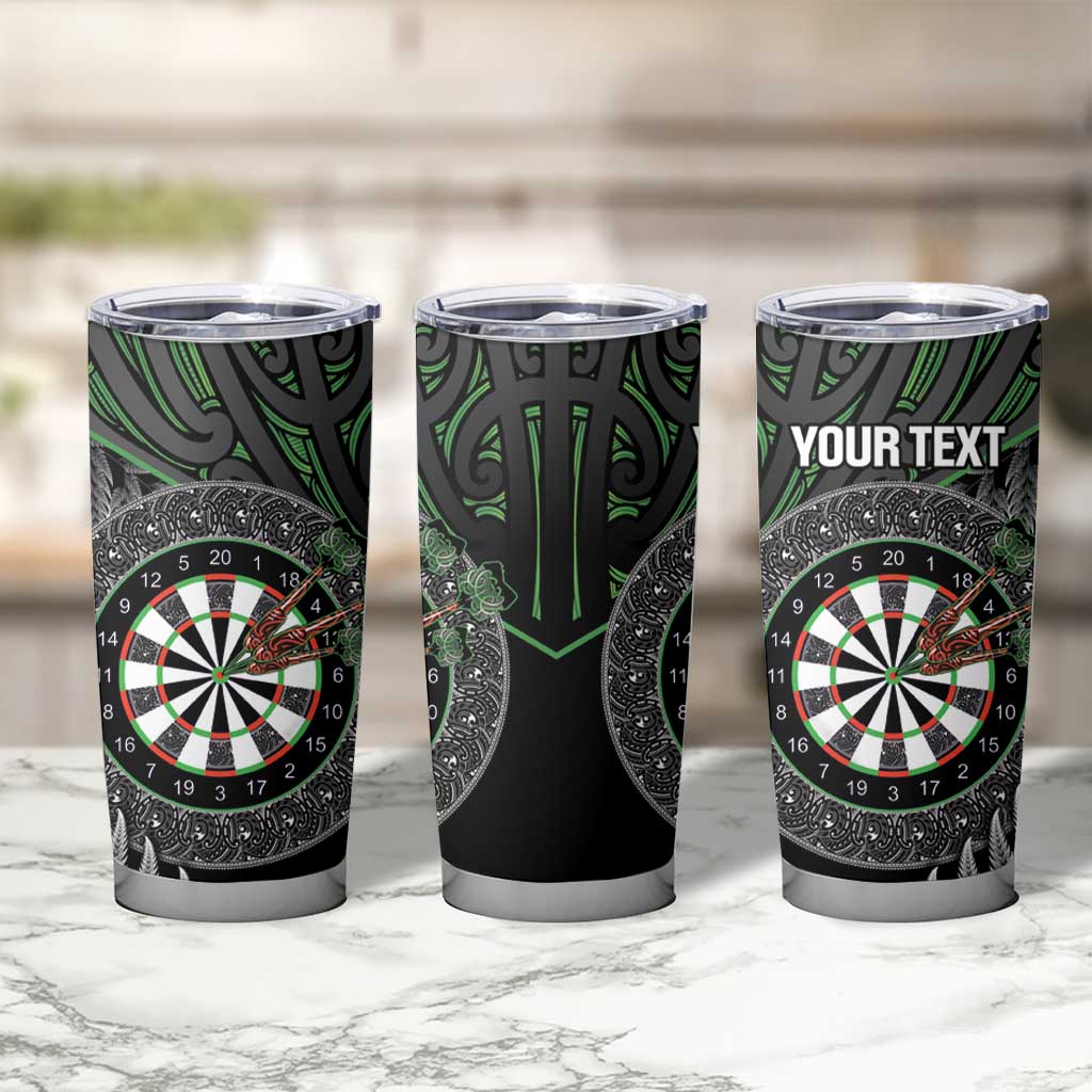 Personalised New Zealand Darts Tumbler Cup Dartboard Maori Fern Puhoro Art