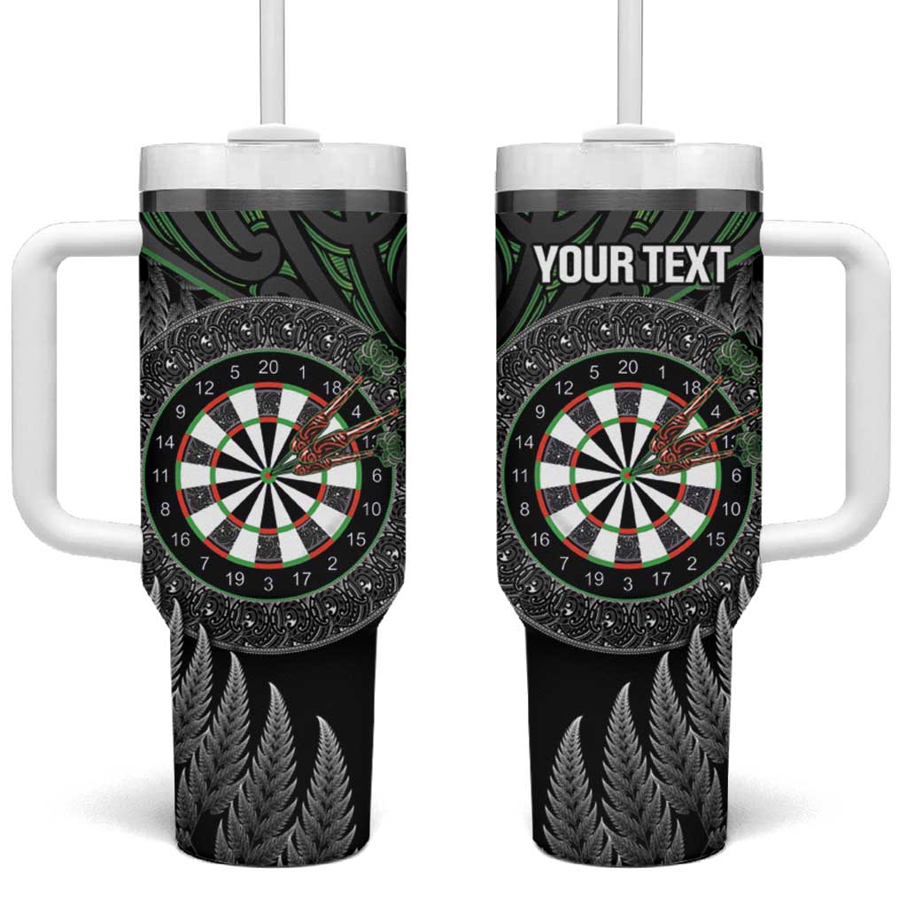Personalised New Zealand Darts Tumbler With Handle Dartboard Maori Fern Puhoro Art