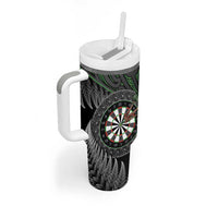 Personalised New Zealand Darts Tumbler With Handle Dartboard Maori Fern Puhoro Art