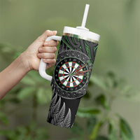 Personalised New Zealand Darts Tumbler With Handle Dartboard Maori Fern Puhoro Art