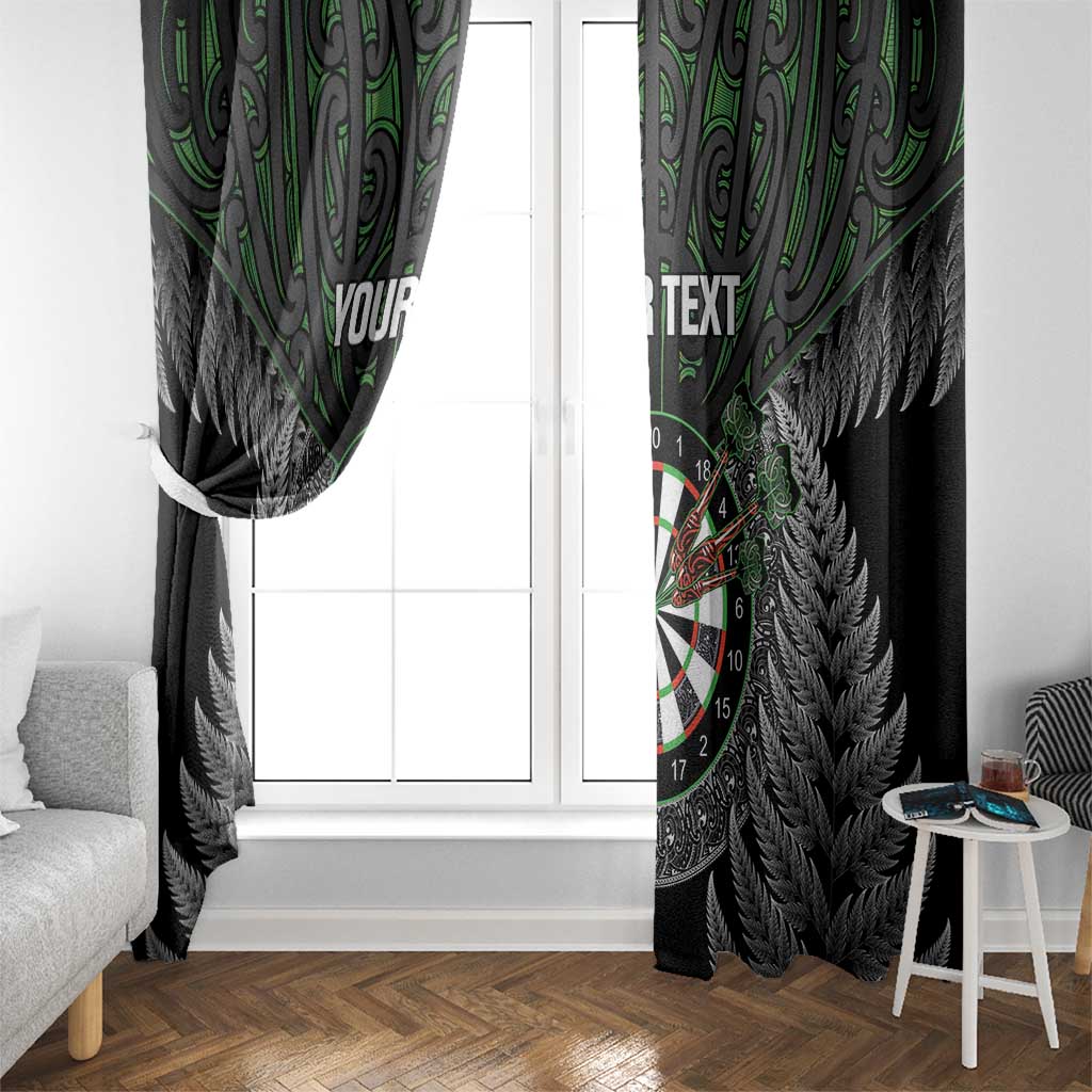 Personalised New Zealand Darts Window Curtain Dartboard Maori Fern Puhoro Art