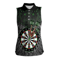 Personalised New Zealand Darts Women Sleeveless Polo Shirt Dartboard Maori Fern Puhoro Art