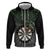 Personalised New Zealand Darts Zip Hoodie Dartboard Maori Fern Puhoro Art
