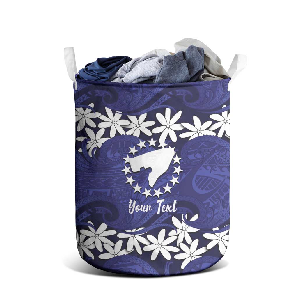 Personalised Cook Islands Pukapuka Laundry Basket Tiare Maori Polynesian Waves Tattoo
