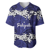 Personalised Cook Islands Pukapuka Baseball Jersey Tiare Maori Polynesian Waves Tattoo LT14 Blue - Polynesian Pride