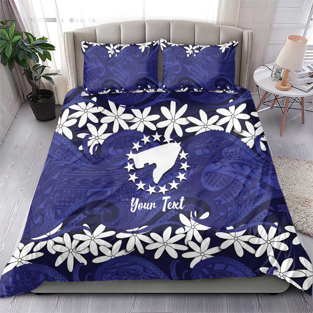 Personalised Cook Islands Pukapuka Bedding Set Tiare Maori Polynesian Waves Tattoo