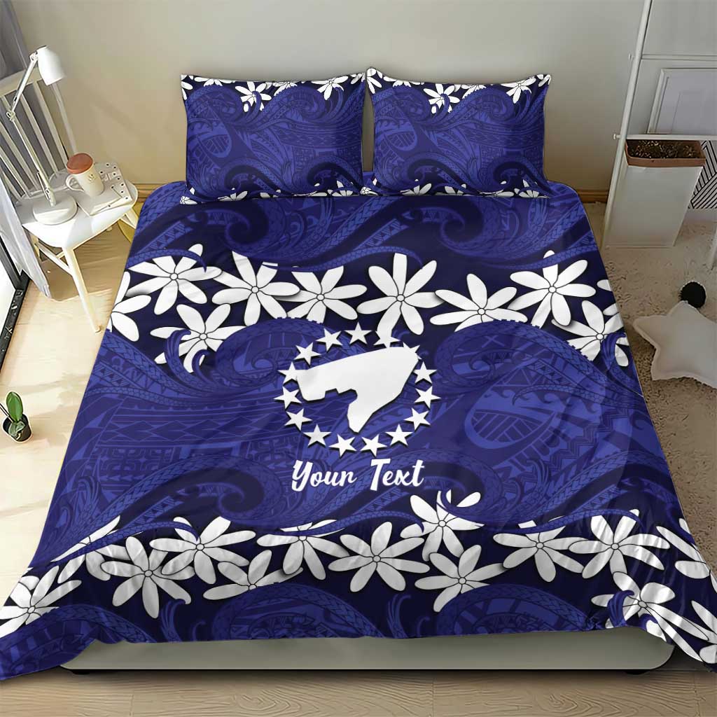 Personalised Cook Islands Pukapuka Bedding Set Tiare Maori Polynesian Waves Tattoo