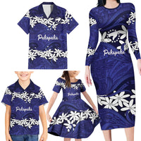 Personalised Cook Islands Pukapuka Family Matching Long Sleeve Bodycon Dress and Hawaiian Shirt Tiare Maori Polynesian Waves Tattoo
