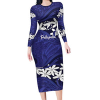 Personalised Cook Islands Pukapuka Family Matching Long Sleeve Bodycon Dress and Hawaiian Shirt Tiare Maori Polynesian Waves Tattoo
