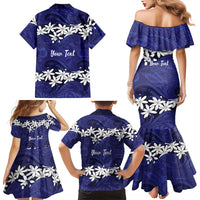 Personalised Cook Islands Pukapuka Family Matching Mermaid Dress and Hawaiian Shirt Tiare Maori Polynesian Waves Tattoo