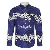 Personalised Cook Islands Pukapuka Family Matching Off Shoulder Maxi Dress and Hawaiian Shirt Tiare Maori Polynesian Waves Tattoo