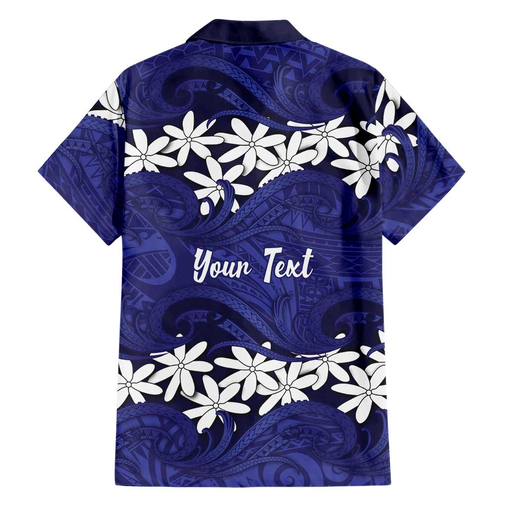 Personalised Cook Islands Pukapuka Family Matching Off Shoulder Short Dress and Hawaiian Shirt Tiare Maori Polynesian Waves Tattoo