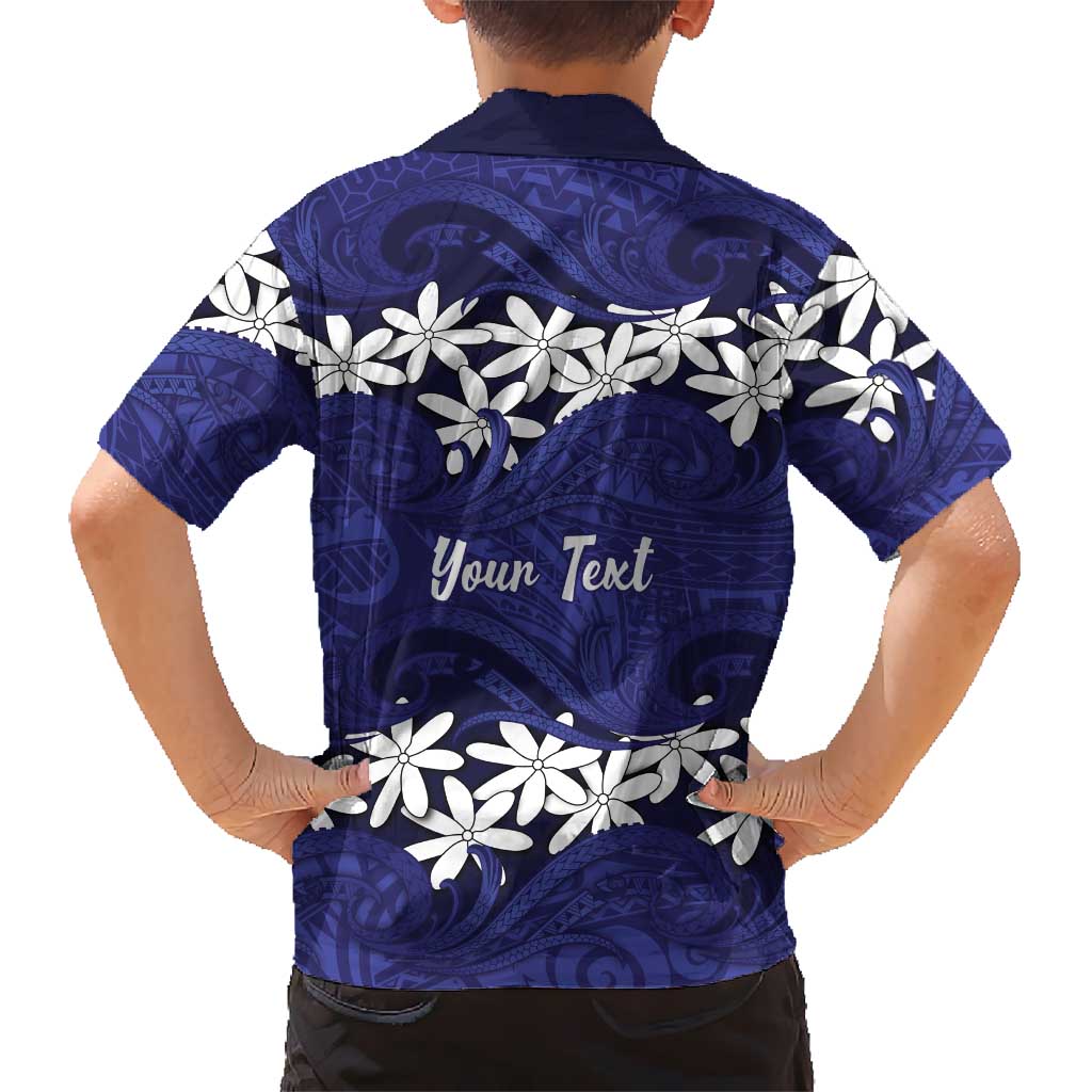 Personalised Cook Islands Pukapuka Family Matching Short Sleeve Bodycon Dress and Hawaiian Shirt Tiare Maori Polynesian Waves Tattoo