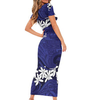 Personalised Cook Islands Pukapuka Family Matching Short Sleeve Bodycon Dress and Hawaiian Shirt Tiare Maori Polynesian Waves Tattoo