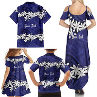 Personalised Cook Islands Pukapuka Family Matching Summer Maxi Dress and Hawaiian Shirt Tiare Maori Polynesian Waves Tattoo