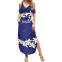 Personalised Cook Islands Pukapuka Family Matching Summer Maxi Dress and Hawaiian Shirt Tiare Maori Polynesian Waves Tattoo