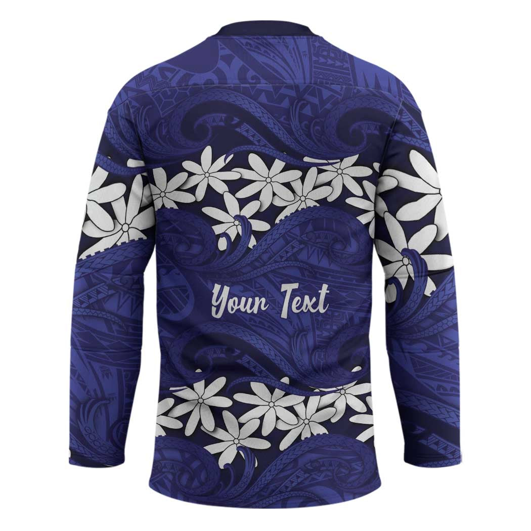 Personalised Cook Islands Pukapuka Hockey Jersey Tiare Maori Polynesian Waves Tattoo