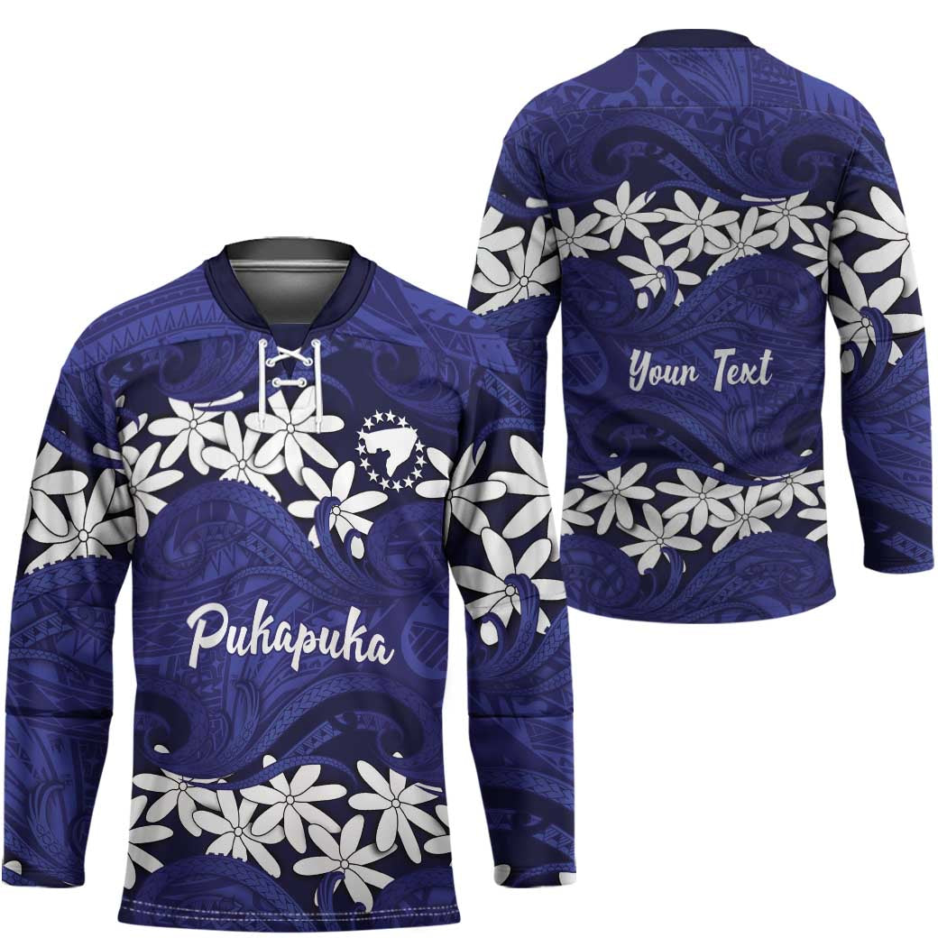 Personalised Cook Islands Pukapuka Hockey Jersey Tiare Maori Polynesian Waves Tattoo