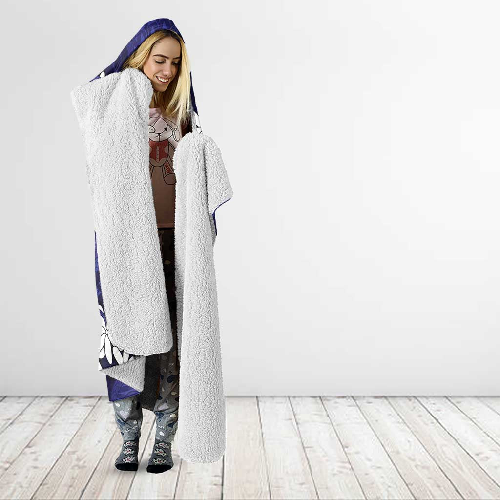 Personalised Cook Islands Pukapuka Hooded Blanket Tiare Maori Polynesian Waves Tattoo