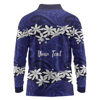 Personalised Cook Islands Pukapuka Long Sleeve Polo Shirt Tiare Maori Polynesian Waves Tattoo LT14 - Polynesian Pride