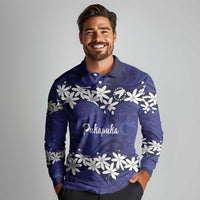 Personalised Cook Islands Pukapuka Long Sleeve Polo Shirt Tiare Maori Polynesian Waves Tattoo LT14 - Polynesian Pride