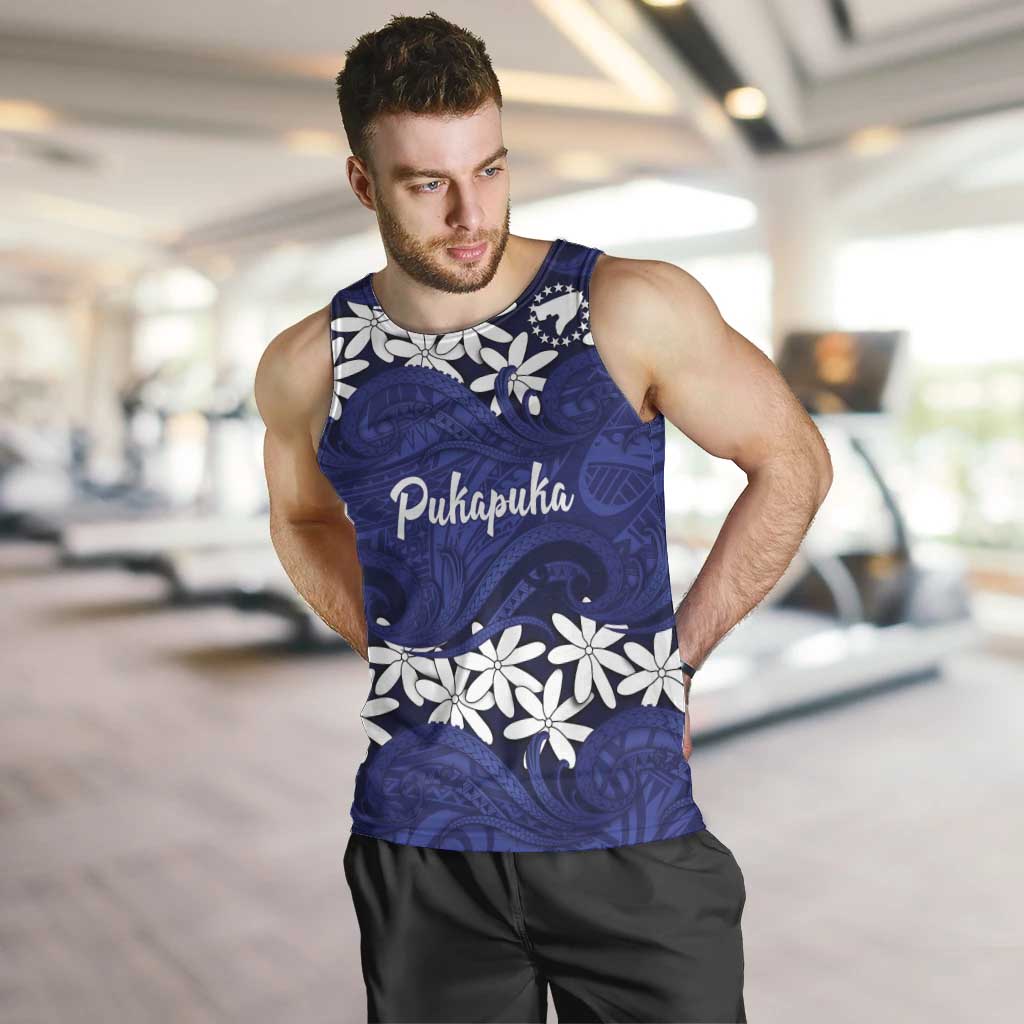 Personalised Cook Islands Pukapuka Men Tank Top Tiare Maori Polynesian Waves Tattoo