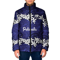Personalised Cook Islands Pukapuka Padded Jacket Tiare Maori Polynesian Waves Tattoo