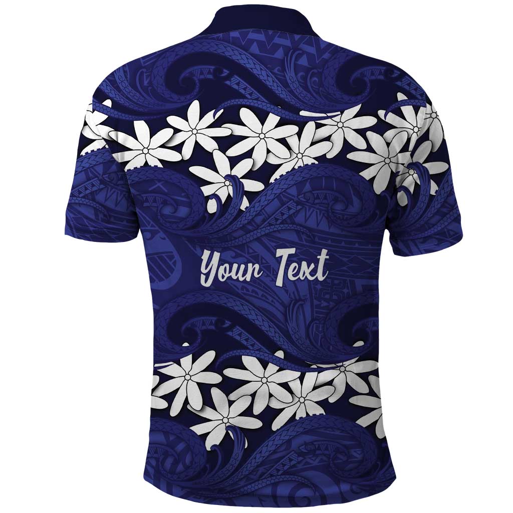 Personalised Cook Islands Pukapuka Polo Shirt Tiare Maori Polynesian Waves Tattoo