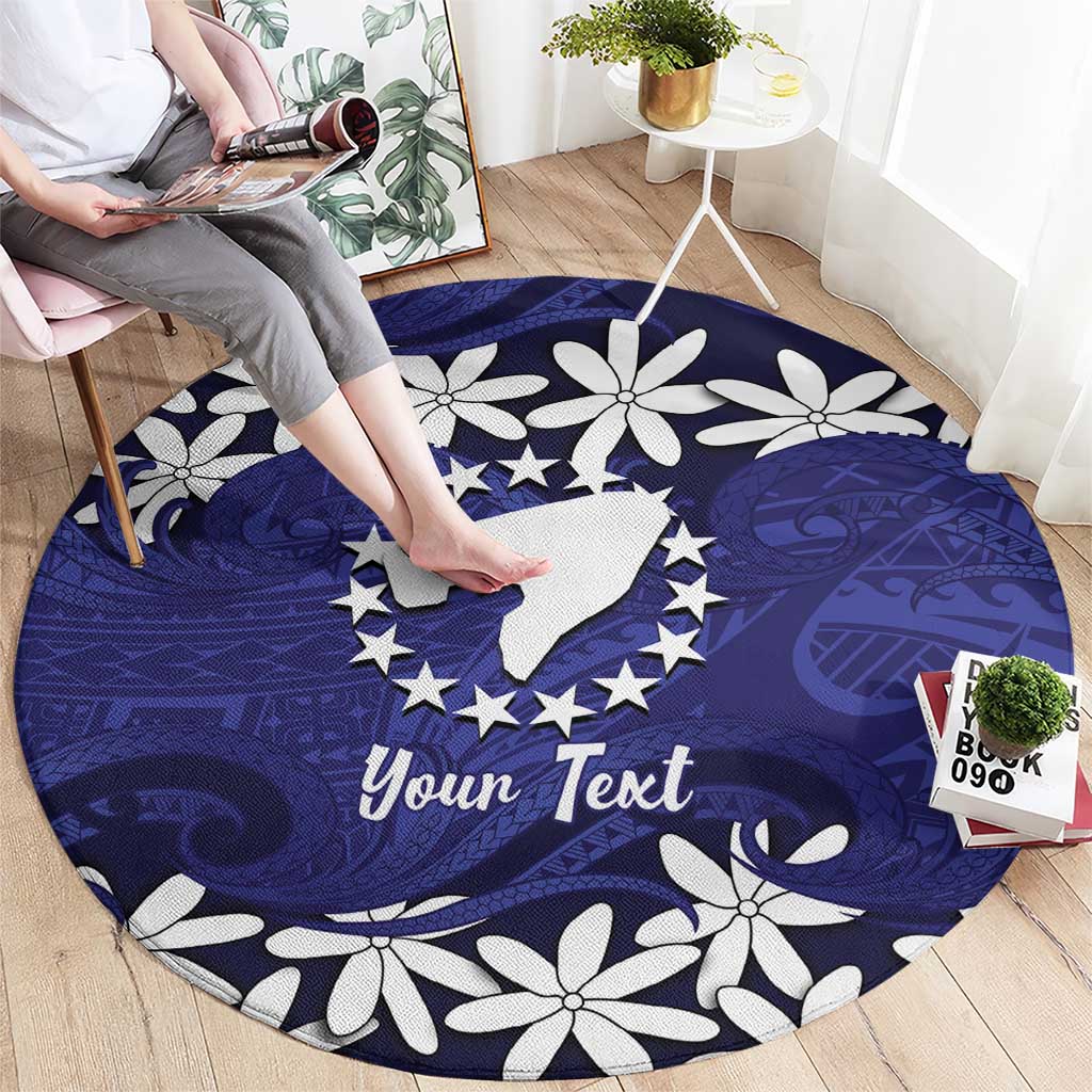 Personalised Cook Islands Pukapuka Round Carpet Tiare Maori Polynesian Waves Tattoo