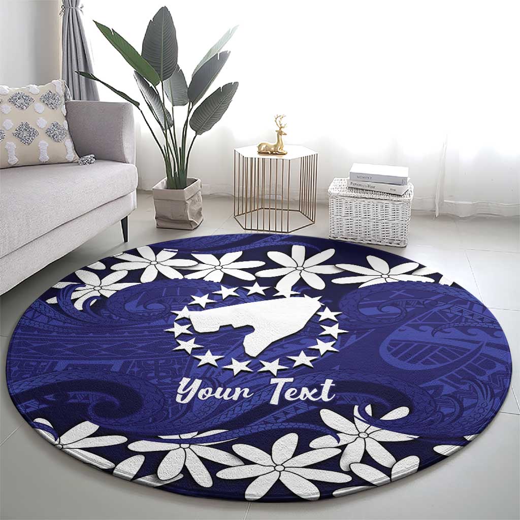 Personalised Cook Islands Pukapuka Round Carpet Tiare Maori Polynesian Waves Tattoo