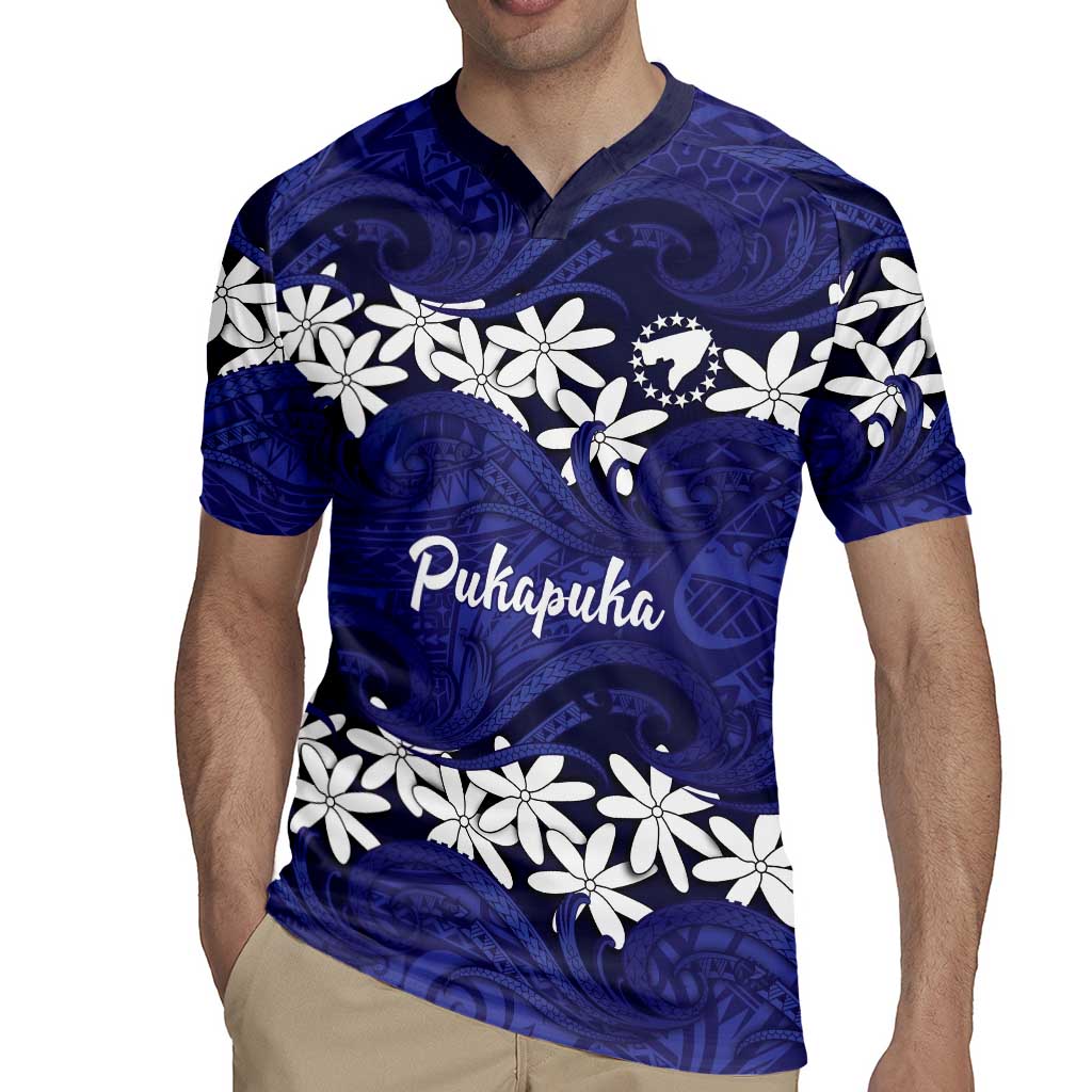Personalised Cook Islands Pukapuka Rugby Jersey Tiare Maori Polynesian Waves Tattoo