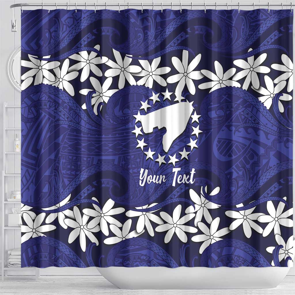 Personalised Cook Islands Pukapuka Shower Curtain Tiare Maori Polynesian Waves Tattoo