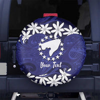 Personalised Cook Islands Pukapuka Spare Tire Cover Tiare Maori Polynesian Waves Tattoo