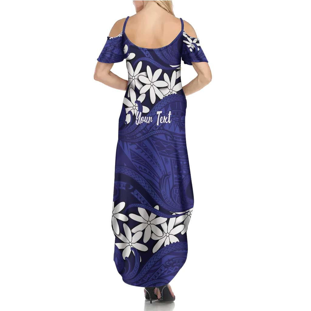Personalised Cook Islands Pukapuka Summer Maxi Dress Tiare Maori Polynesian Waves Tattoo