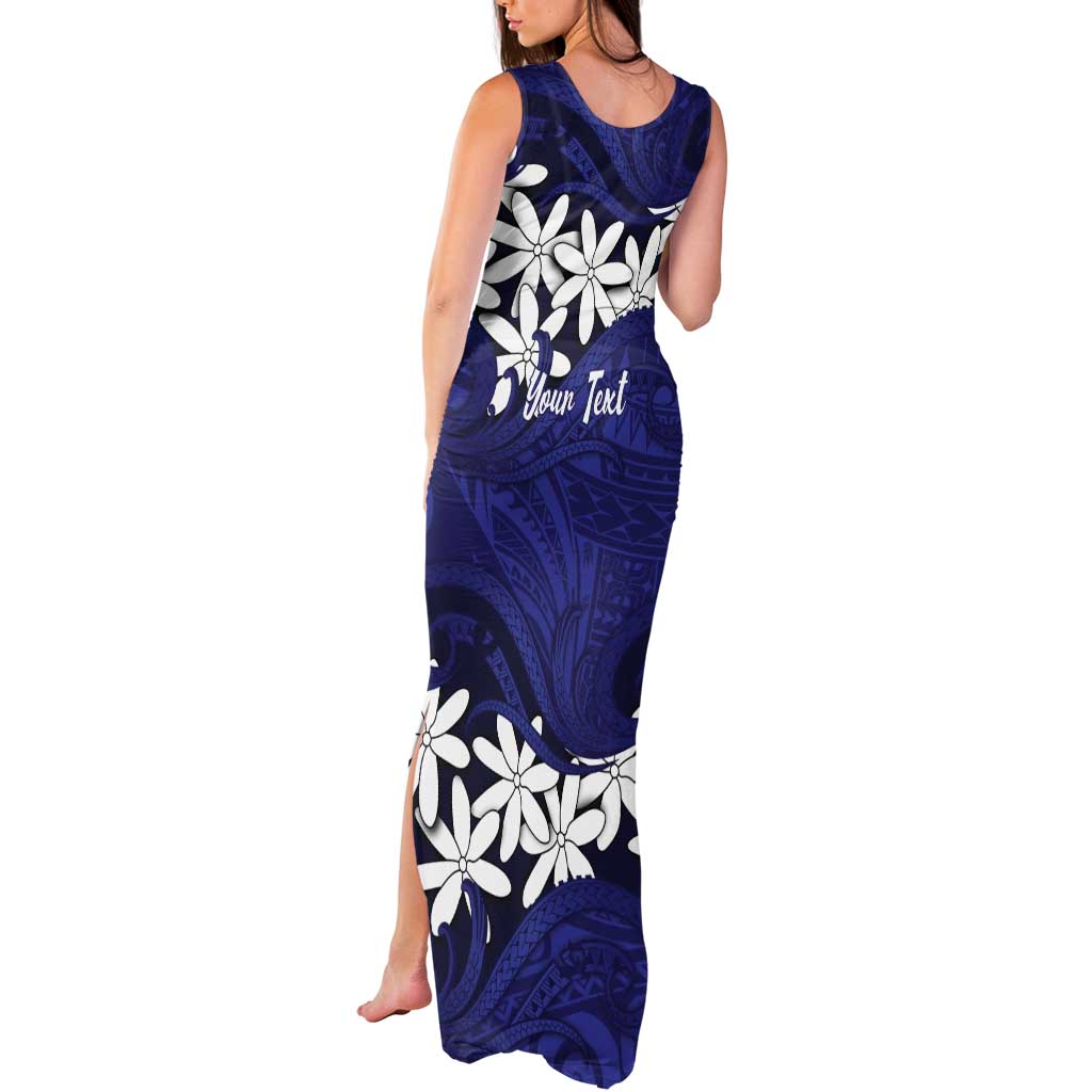 Personalised Cook Islands Pukapuka Tank Maxi Dress Tiare Maori Polynesian Waves Tattoo