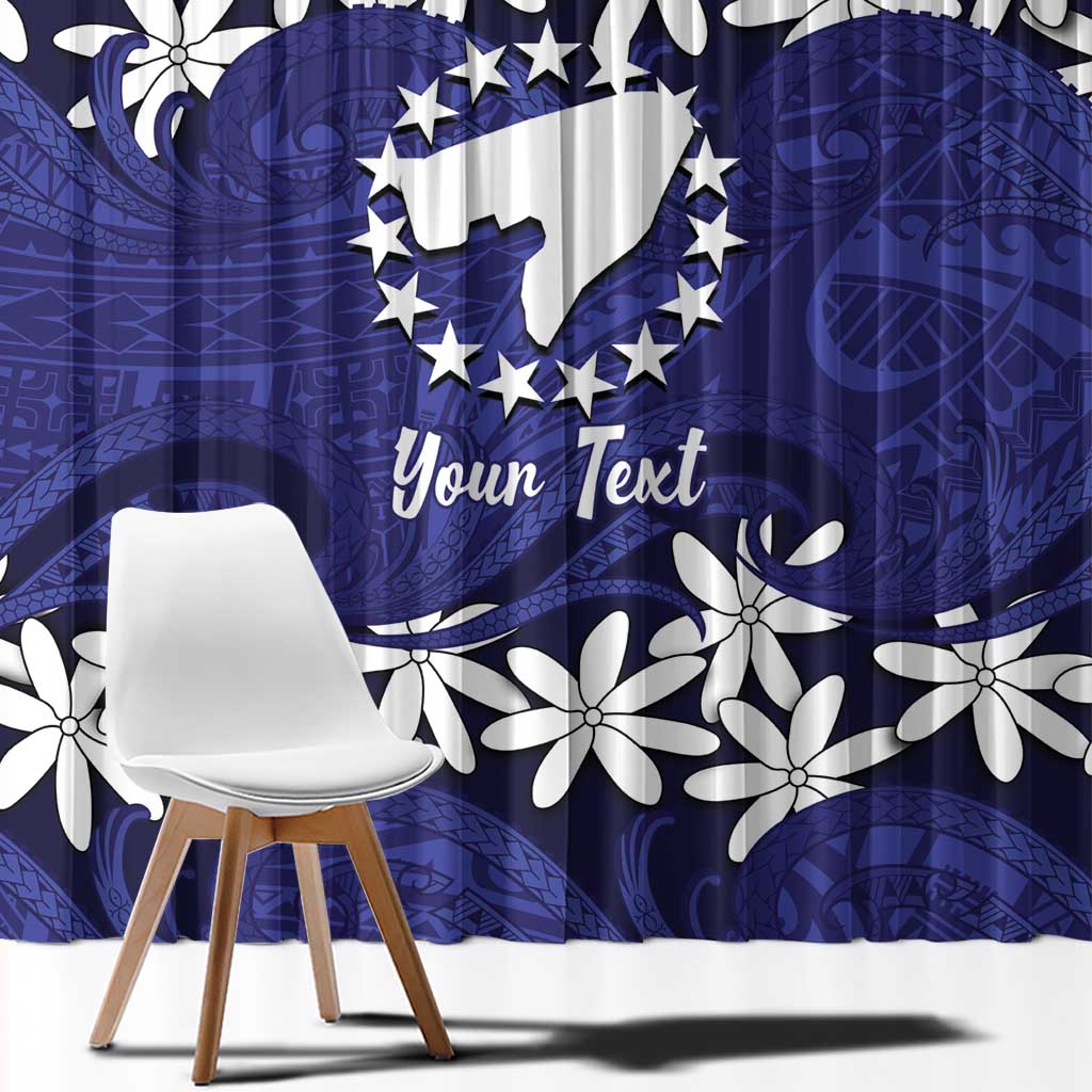 Personalised Cook Islands Pukapuka Window Curtain Tiare Maori Polynesian Waves Tattoo LT14 - Polynesian Pride