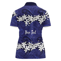 Personalised Cook Islands Pukapuka Women Polo Shirt Tiare Maori Polynesian Waves Tattoo