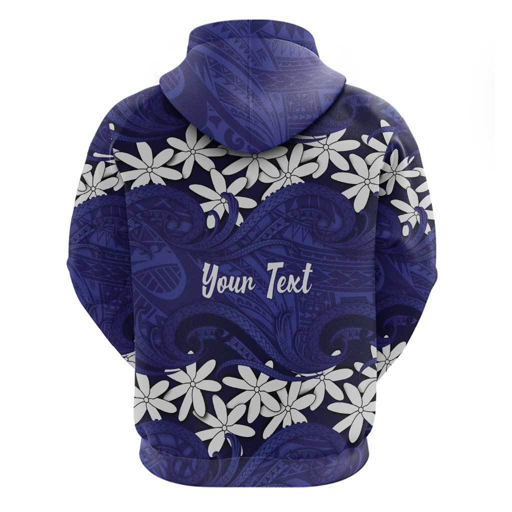 Personalised Cook Islands Pukapuka Zip Hoodie Tiare Maori Polynesian Waves Tattoo