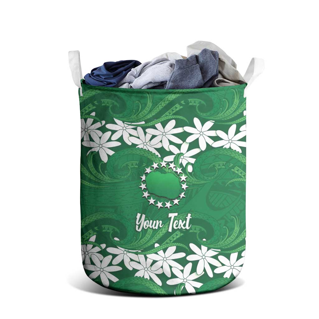 Personalised Cook Islands Rarotonga Laundry Basket Tiare Maori Polynesian Waves Tattoo
