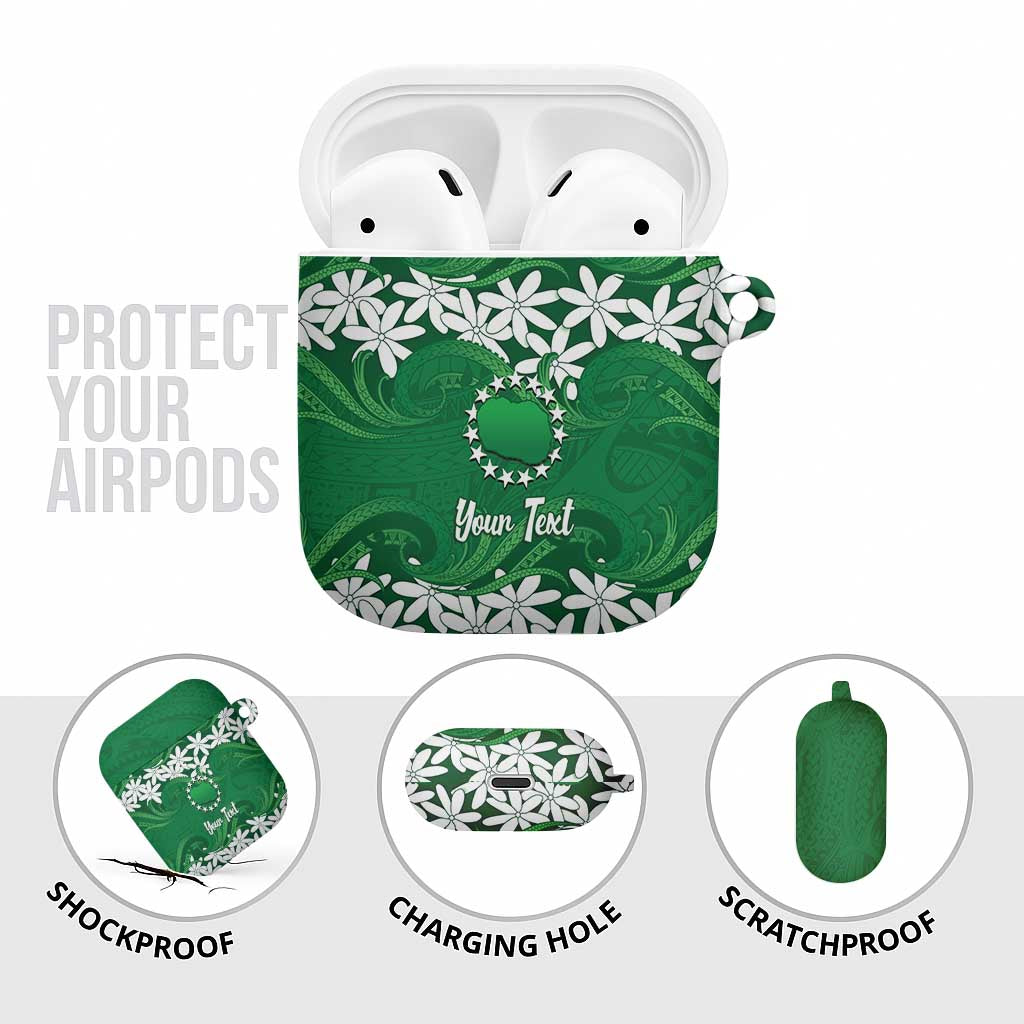 Personalised Cook Islands Rarotonga AirPods Case Tiare Maori Polynesian Waves Tattoo