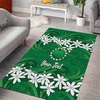 Personalised Cook Islands Rarotonga Area Rug Tiare Maori Polynesian Waves Tattoo
